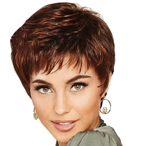 EKKIMIMI Short Wigs For Women Glueless Wig With Bangs For Women Glueless Wigs Synthetic Fiber Wigs Grey Wig Mother's Day Hair
