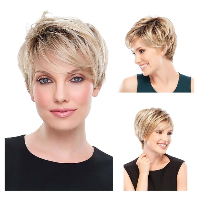 EKKIMIMI Short Wigs For Women Glueless Wig With Bangs For Women Glueless Wigs Synthetic Wigs Short White Wig Party Wigs