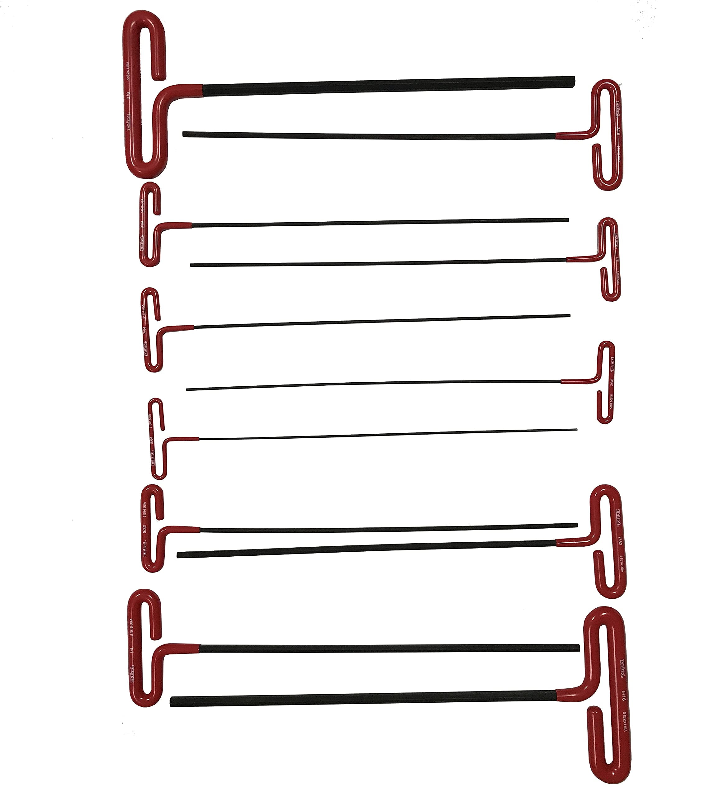 EKLIND 53211 Cushion Grip Hex T-Key allen wrench - 11pc set SAE Inch Sizes 5/64-3/8 12in series CA2