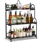 EKNITEY Foldable 3-Tier Kitchen Bathroom Bedroom Office Countertop Storage Organizer Rack Black