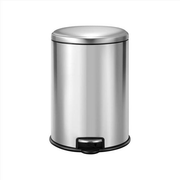 EKO 6082531 1.3 gal Serene Stainless Steel Step Pedal Wastebasket, Silver - Pack of 6