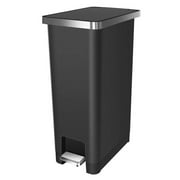 EKO 6082537 11.9 gal Hana Slim Plastic Step Pedal Trash Can, Black - Pack of 2