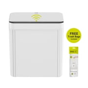 EKO Brio X Bathroom Trash Can, 2.6 Gallon Plastic Motion Sensor Wastebasket, White with Sample Trash Bags Included