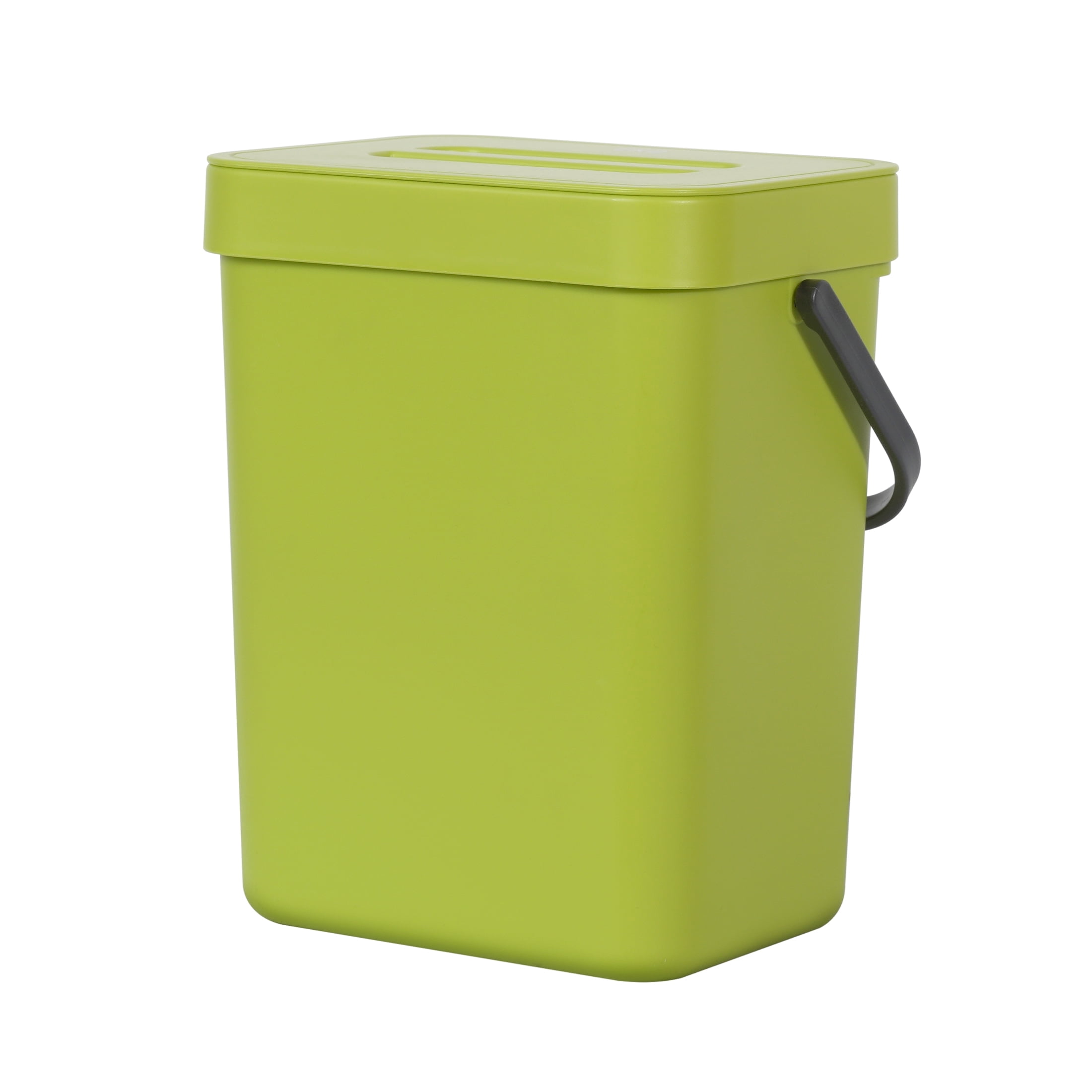EKO Compost Caddy Kitchen Trash Can, 1.3 Gallon Plastic Rectangular Wall Mount with Lid Garbage Bin, Green