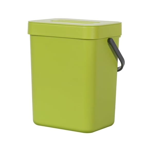 EKO Compost Caddy Kitchen Trash Can, 1.3 Gallon Plastic Rectangular Wall Mount with Lid Garbage Bin, Green