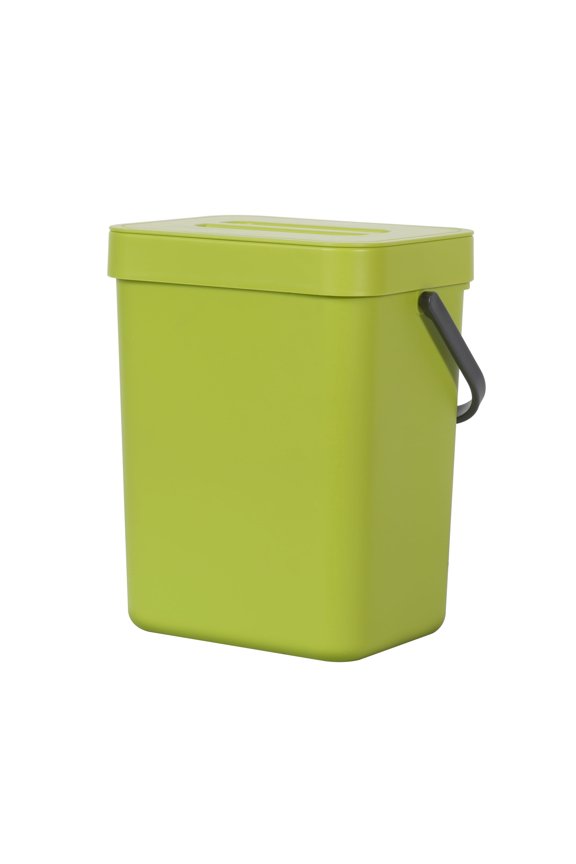 Compost Caddy Kitchen Trash Can, 1.3 Gallon Plastic Rectangular Wall Mount with Lid Garbage Bin, Green