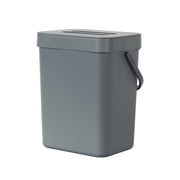 EKO Compost Caddy Kitchen Trash Can, 0.8 Gallon Plastic Rectangular Wall Mounted With Lid Garbage Bin, Gray