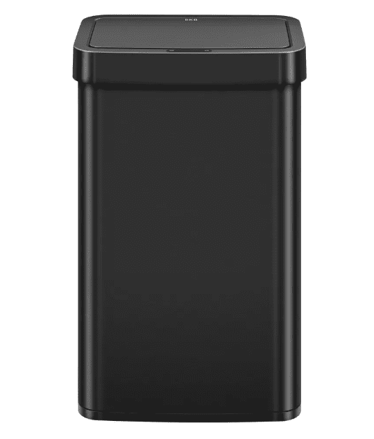 EKO Horizon Lite Kitchen Trash Can, 13.2 Gallon Brushed Stainless Steel Motion Sensor Garbage Bin, Matte Black with Sample Trash Bags Included