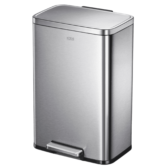 EKO Madison Brushed Stainless Steel 13.2 Gallon Step Trash Can, Fingerprint Resistant Kitchen Trash Can