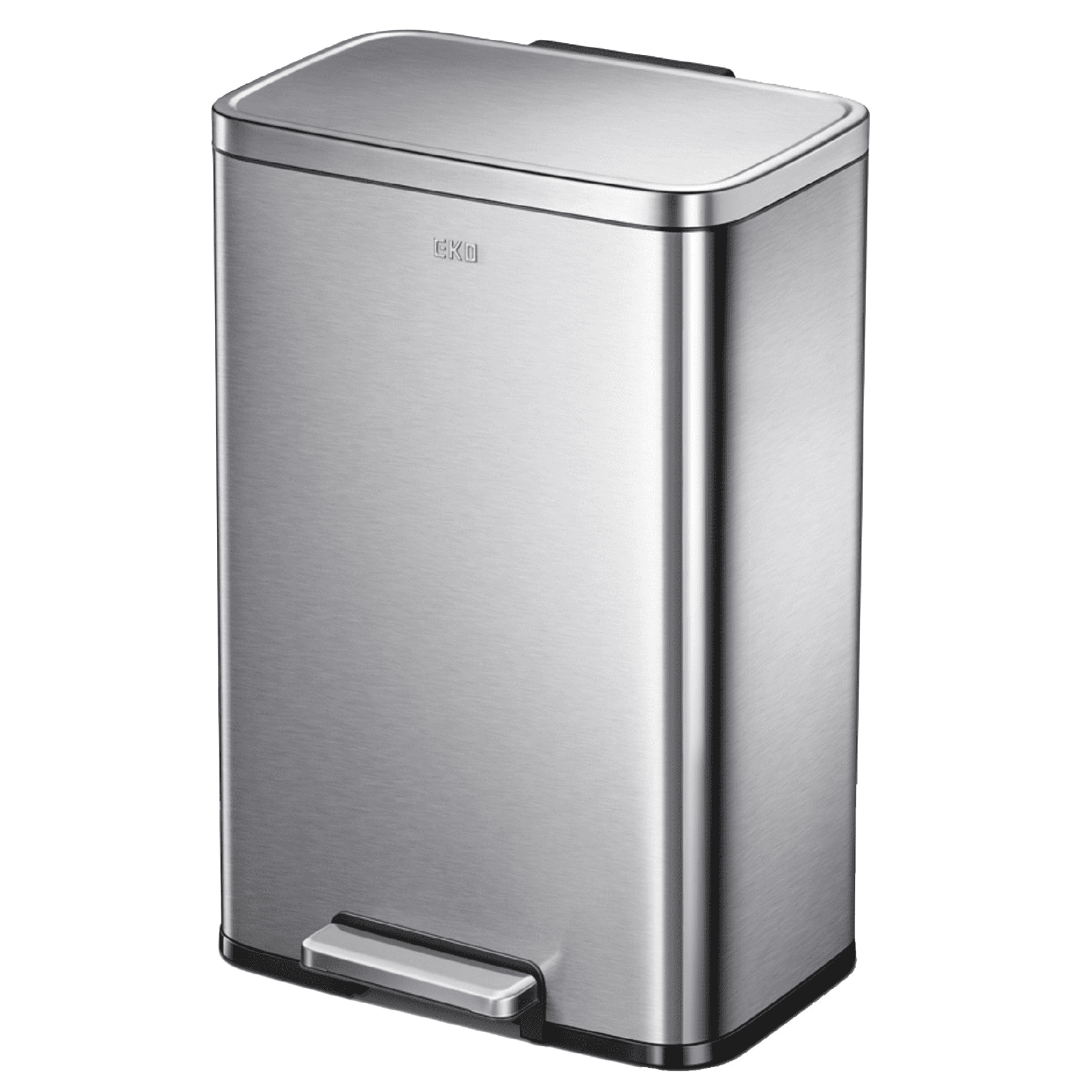 EKO Hudson Matte Stainless 50 Liter/13.2 Gallon Step Trash Can with Rear  Trash Bag Storage Compartment