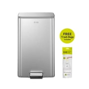 EKO Marina Kitchen Trash Can, 13.2 Gallon Stainless Steel Step Garbage Bin with Soft Close Lid, Matte Silver with Sample Trash Bags Included
