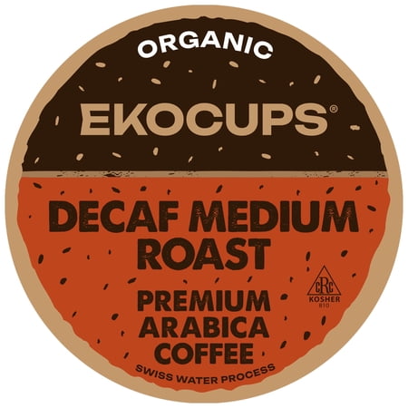 EKOCUPS Decaf Organic Coffee, Medium roast, 40 Count For Keurig K Cup Brewers