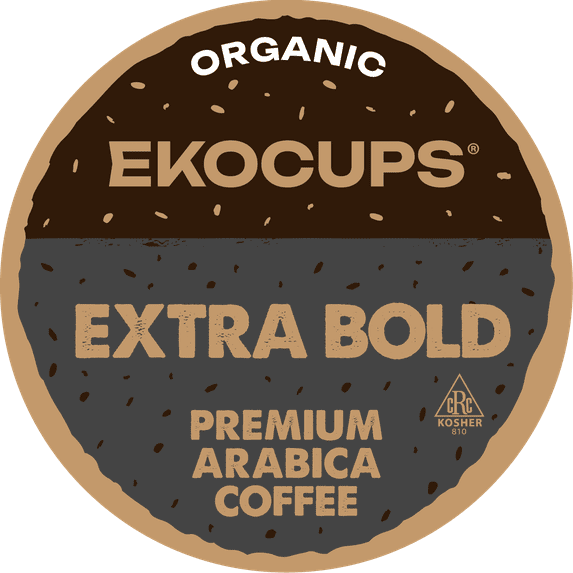 EKOCUPS Organic Extra Bold Coffee Pods Medium Roast 40 Count for Keurig K Cups Machines