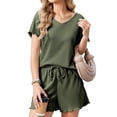 thumbnail image 1 of EKOUAER 2 Piece Lounge Set Ribbed Knit Loungewear Sleeveless Tank Plus Sizes Sleepwear Short Set, 1 of 6
