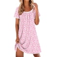 thumbnail image 1 of EKOUAER Cotton Nightgowns for Women Lace Trim Sleep Shirts Short Sleeve Night Shirts Sleep Dress with Pockets, 1 of 6