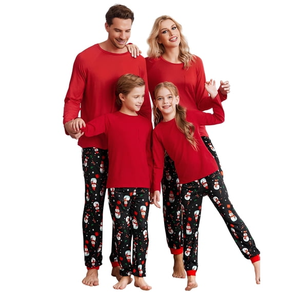 EKOUAER Matching Family Christmas Pajamas Set Men Holiday Sleepwear Soft Nightwear Xmas Pjs