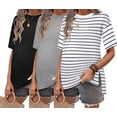 thumbnail image 1 of EKOUAER Maternity Shirts 3 Packs Short Sleeve Womens Oversized Pregnancy Tops Split Side Postpartum Blouse Clothes, 1 of 6
