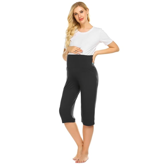 EKOUAER Maternity Shorts for Women Maternity Capris Yoga Pregnancy Short Pants Soft Joggers Lounge Bottoms