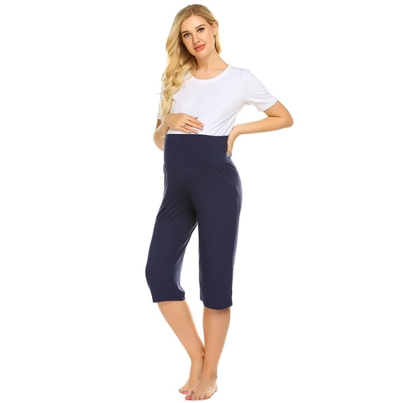 EKOUAER Maternity Shorts for Women Maternity Capris Yoga Pregnancy Short Pants Soft Joggers Lounge Bottoms