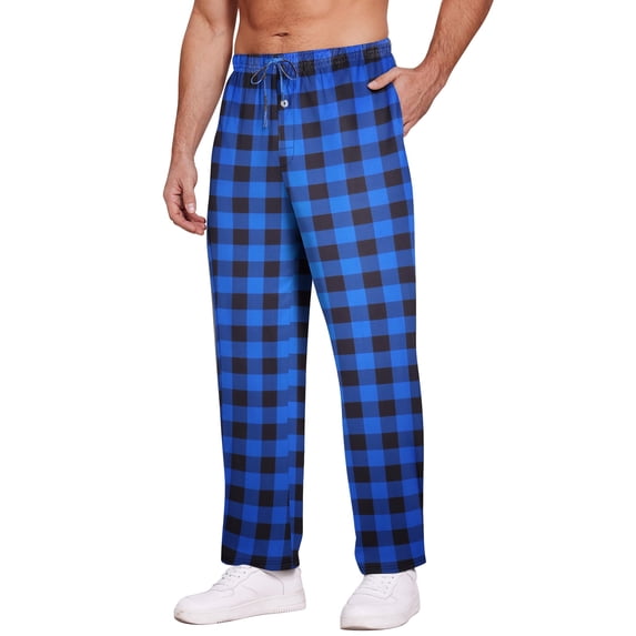 EKOUAER Men's Pajama Pants Plaid Pj Lounge Pants Soft PJ Bottoms with Pockets & Drawstring