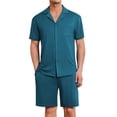 thumbnail image 1 of EKOUAER Mens Pajamas Set Short Sleeve Sleepwear Button Down Soft Loungewear 2 Piece Pj Shorts Sets with Pockets, 1 of 6