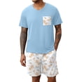 thumbnail image 1 of EKOUAER Mens Pajamas Set Soft Lounge Set V Neck Sleep Nightwear Short Sleeve Pjs with Pocket, 1 of 6