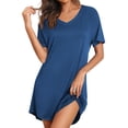 thumbnail image 1 of EKOUAER Nightgowns for Women Bamboo Viscose Sleep Shirts Short Sleeve Night Shirts Casual Sleep Dress Soft Sleepwear, 1 of 6