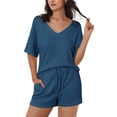 thumbnail image 1 of EKOUAER Pajamas 2 Piece V-Neck Lounge Sets Matching Outfits Shorts Sleepwear Loungewear Set with Pockets, 1 of 6