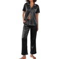 thumbnail image 1 of EKOUAER Pajamas for Women Set Satin Two Piece Pjs Sets Ric Rac Trim, 1 of 6