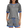 thumbnail image 1 of EKOUAER Pajamas for Women Short Sleeve Pjs Sets Crewneck Striped Tops and Shorts 2 Piece Lounge Sets with Pockets, 1 of 6