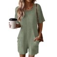 thumbnail image 1 of EKOUAER Rompers for Women Casual Ribbed Short Sleeve T-Shirt Tee Romper Summer Outfits with Pockets 2026, 1 of 6