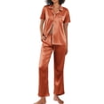 thumbnail image 1 of EKOUAER Silk Pajamas for Women Set Satin Two Piece Pjs Sets Ric Rac Trim Contrast Loungewear, 1 of 6