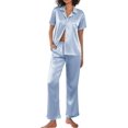 thumbnail image 1 of EKOUAER Silk Pajamas for Women Set Satin Two Piece Pjs Sets Ric Rac Trim Contrast Loungewear, 1 of 6