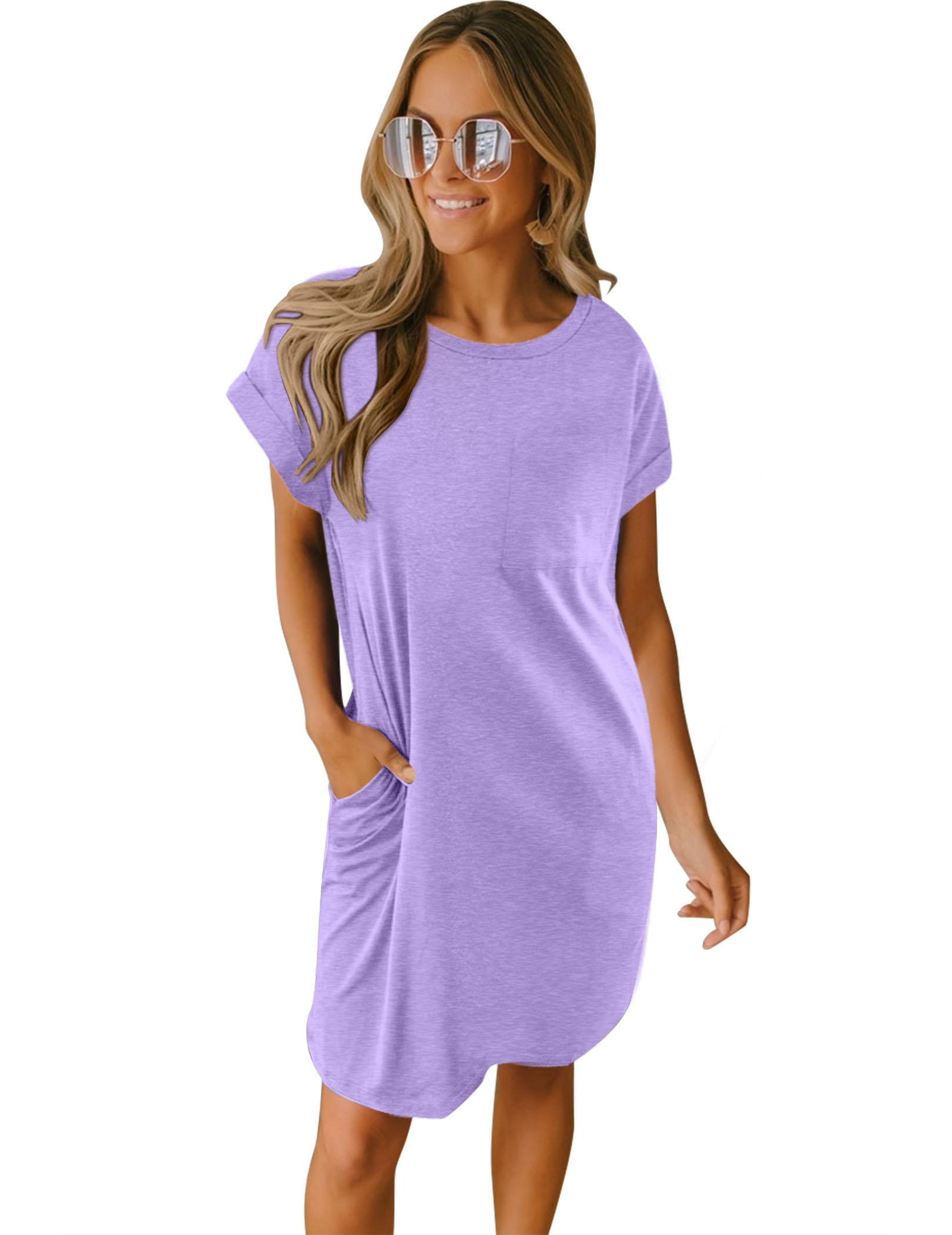 EKOUAER Tshirt Nightgowns for Women Slub-knit Sleepshirt Soft Night Gown Short Sleeve Sleepwear Night Dress with Pockets