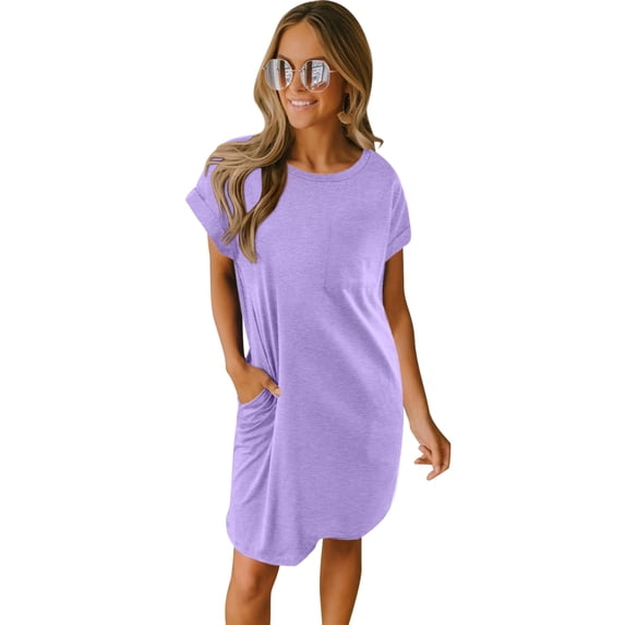 EKOUAER Tshirt Nightgowns for Women Slub-knit Sleepshirt Soft Night Gown Short Sleeve Sleepwear Night Dress with Pockets