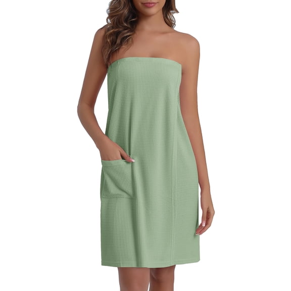 EKOUAER Waffle Robes For Women Bath Wraps Lightweight Knee Length Soft Shower Robe with Pocket