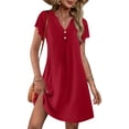 thumbnail image 1 of EKOUAER Women's Nightgown Short Flare Sleeve Sleepshirt V-Neck Sleepwear Soft Nightshirt Pajama Dress, 1 of 6