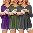 thumbnail image 1 of EKOUAER Women's Nursing Tops Long Sleeve Nursing Shirts Double Layer Maternity Clothes 3 Packs Breastfeeding Shirts, 1 of 6