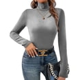 thumbnail image 1 of Ekouaer Women's Turtleneck Long Sleeve Shirts Thermal Underwear Tops Basic Slim Fit Fall Fashion Lightweight Top, 1 of 6