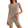 thumbnail image 1 of EKOUAER Womens Pajamas 2 Piece Lounge Set Sleeveless Ribbed Knit Sleepwear, 1 of 5