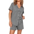 thumbnail image 1 of EKOUAER Womens Ribbed Knit Pajama Set Short Sleeve Soft Comfy Pj Set 2 Piece Lounge Set with Pockets Sleepwear, 1 of 6