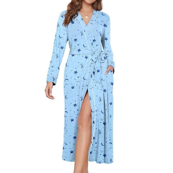 EKOUAER Womens Robes Lightweight Soft Knit Bathrobe Full Length Sleepwear with Pockets Ladies Loungewear