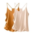 thumbnail image 1 of EKOUAER Womens Satin Cami Tops 2 Pack V Neck Silk Camisole Tank Top Spaghetti Strap Racerback Camis Blouse Shirt, 1 of 5