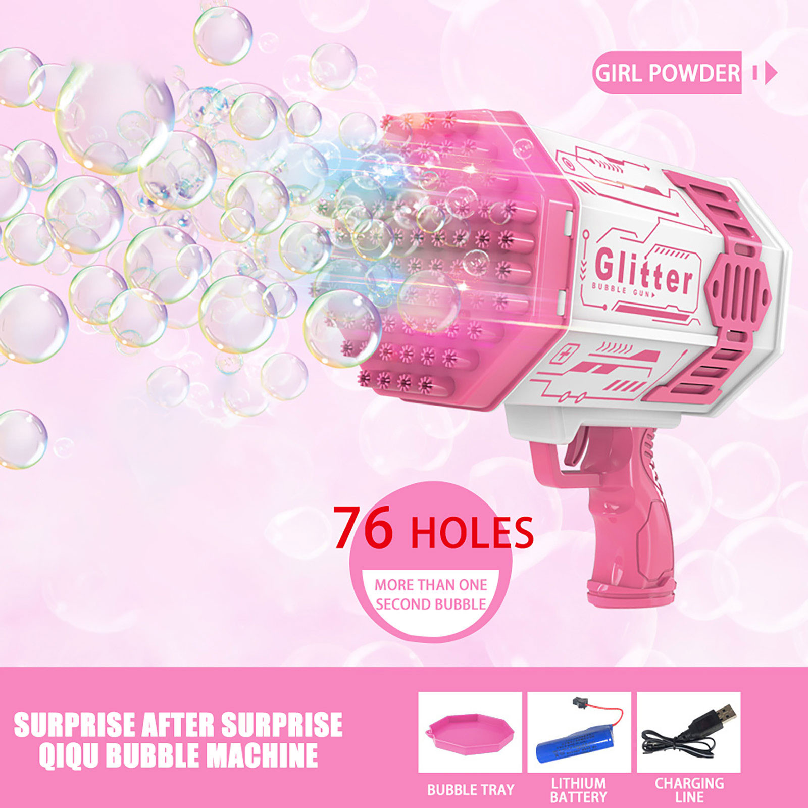 EKOUSN 2022 New 76 Holes Electric Bubble Bubble Machine Soap Bubble