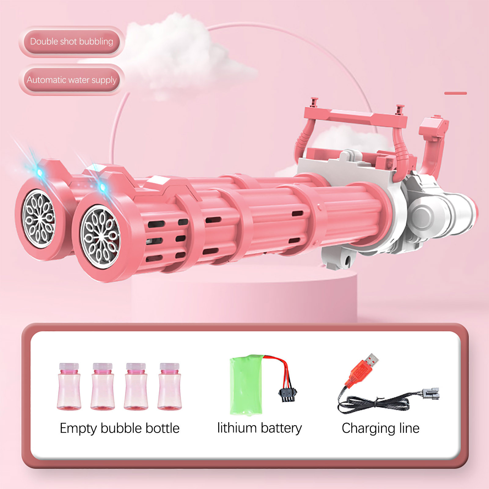 EKOUSN 2022 New Double Tube Electric Bubble Machine Soap Bubble Bubble