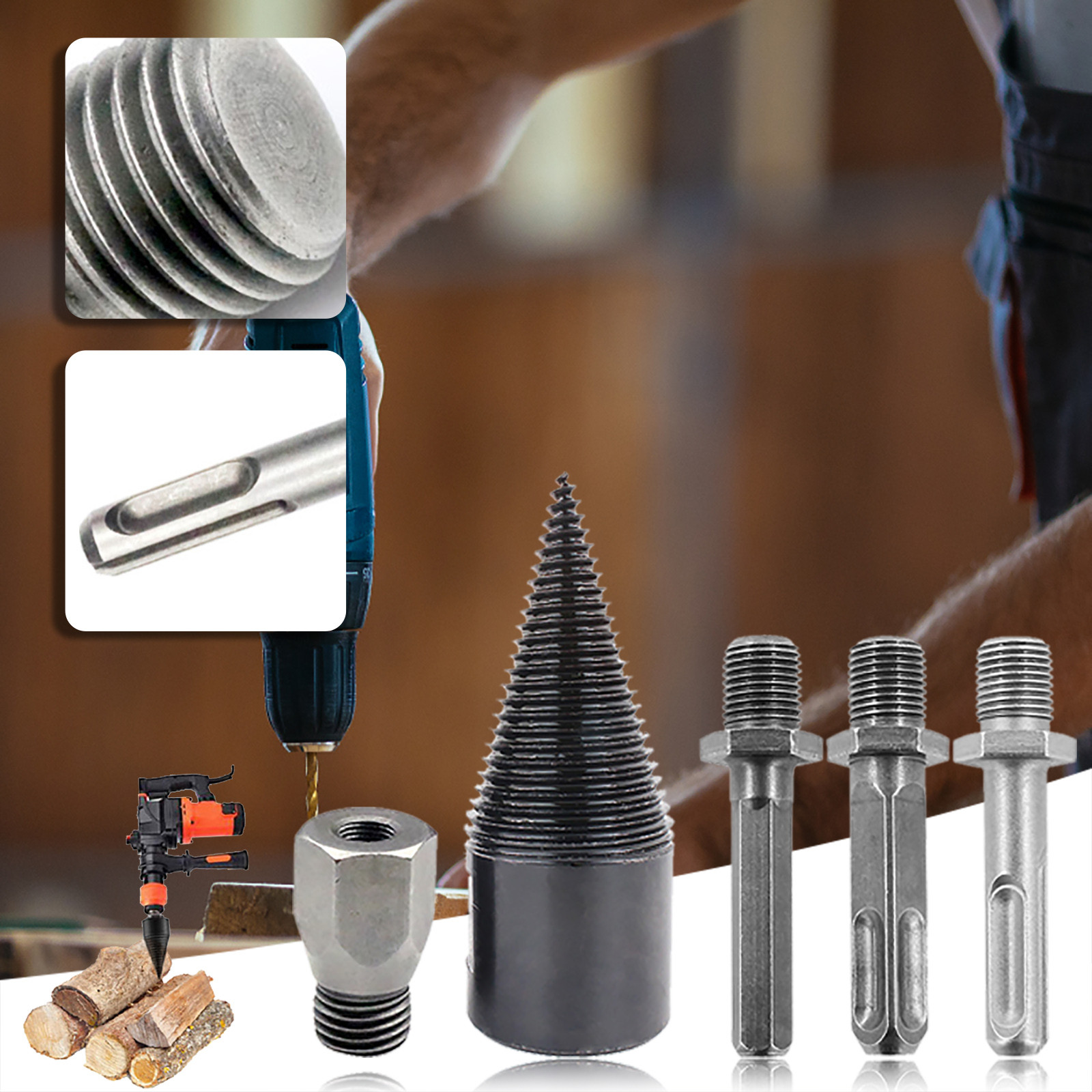 EKOUSN 3PCS Wood Splitter Drill Bits, Firewood Log Splitter Drill Bit