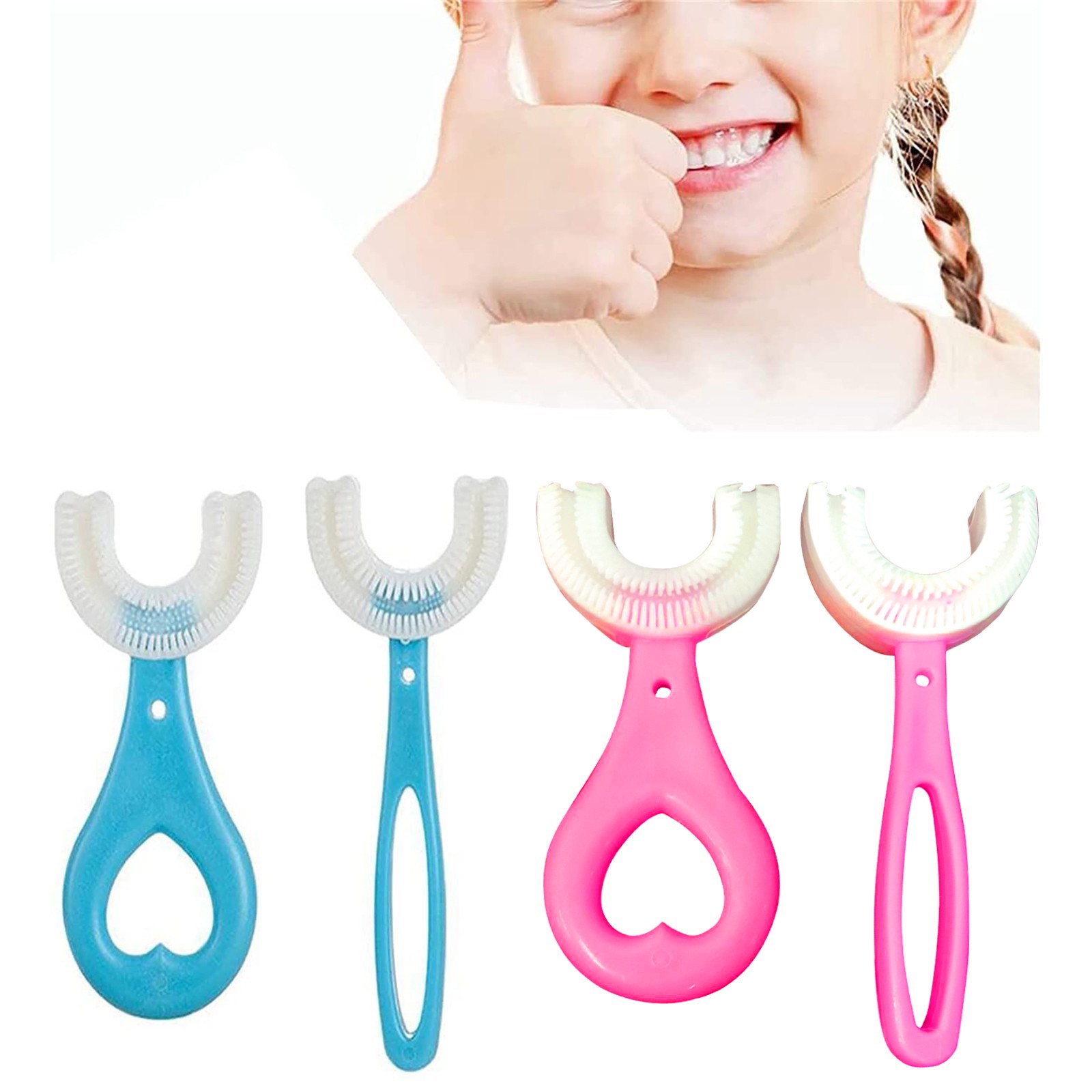 EKOUSN All Rounded Children U Shape Toothbrush, Kids U Shaped Toothbrush, U Shaped Toothbrush