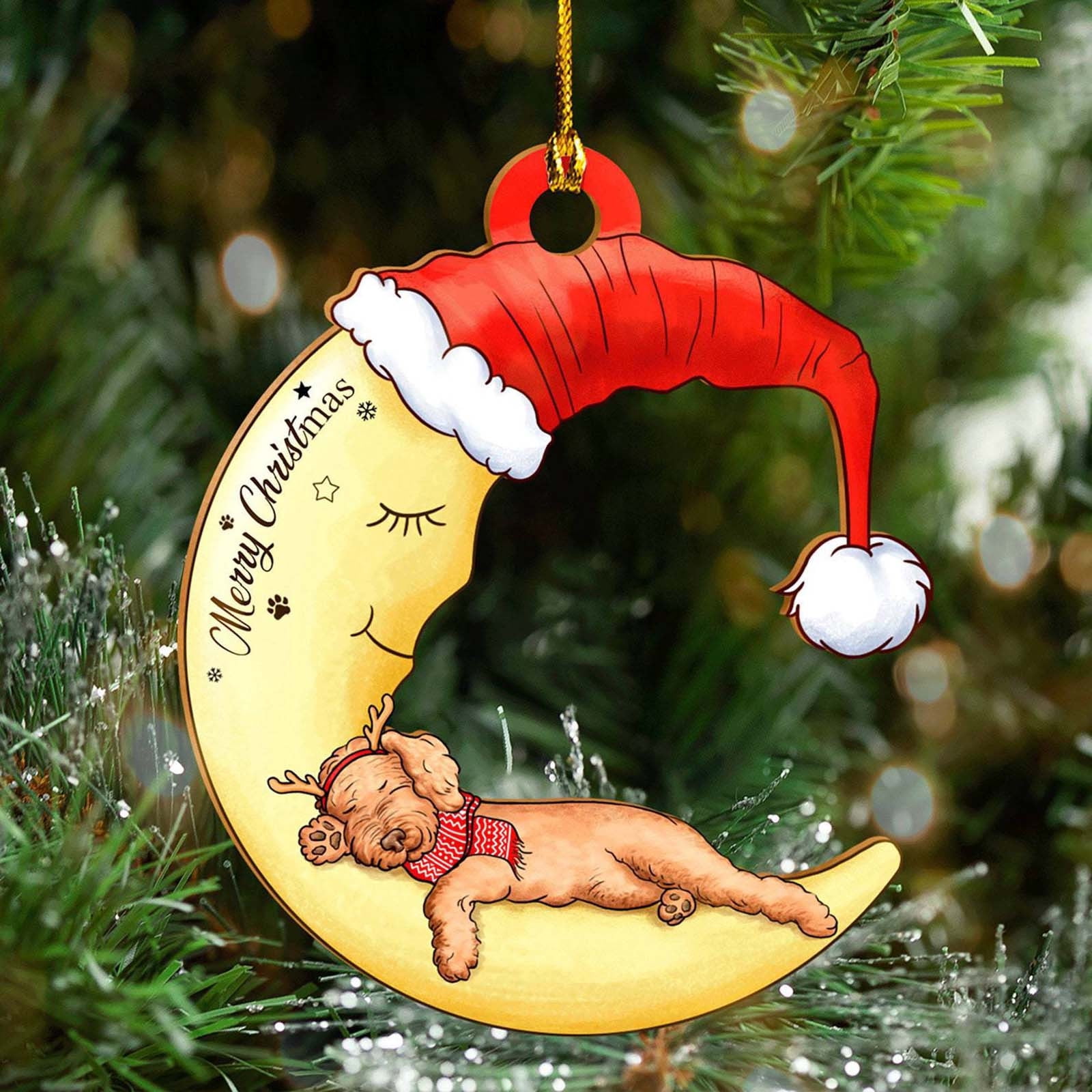 EKOUSN Black and Friday Deals Dog Ornament Christmas Tree Wooden