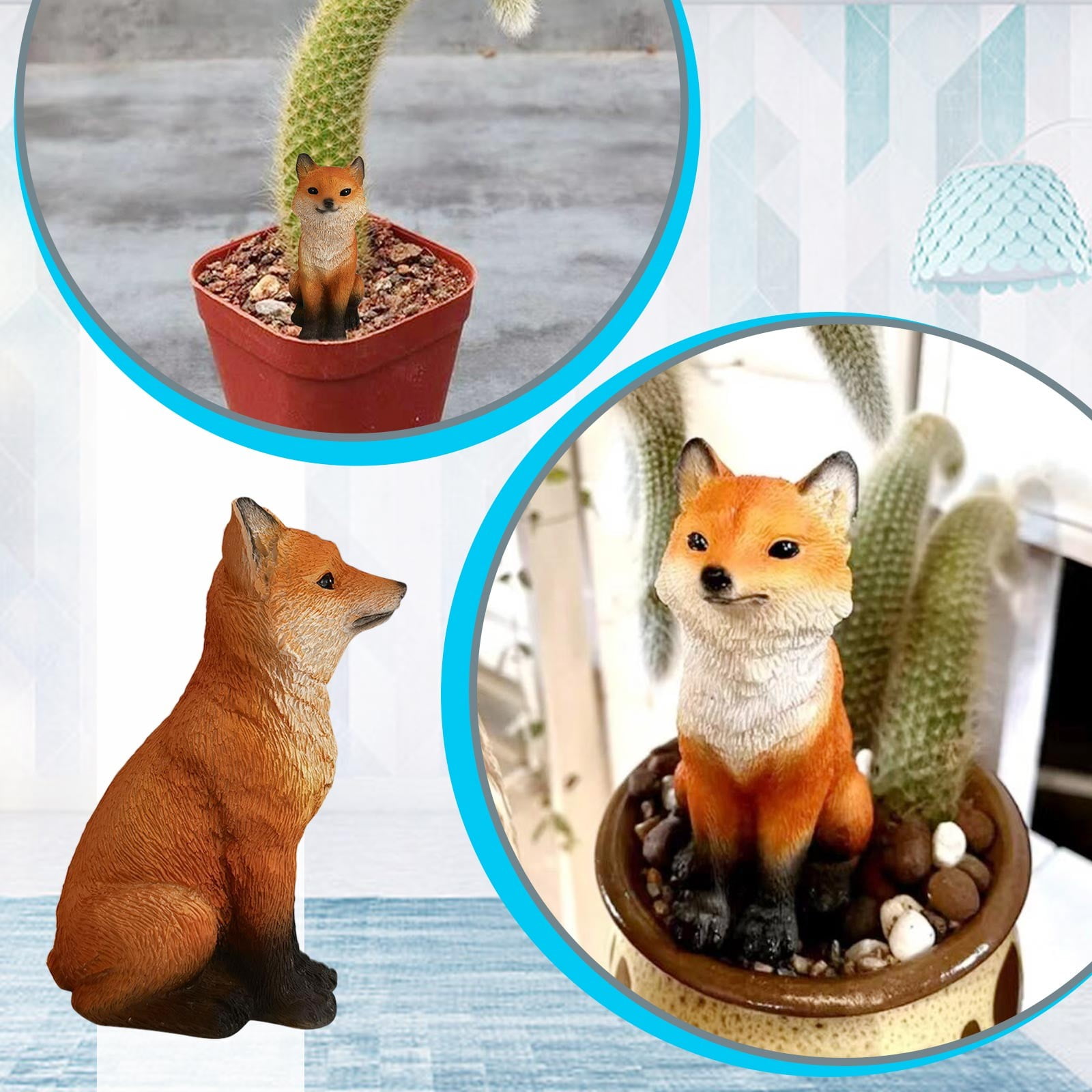 EKOUSN Black and Friday Deals Resin Red Foxs Figurines Ornaments Creative Foxs Statues Adornment