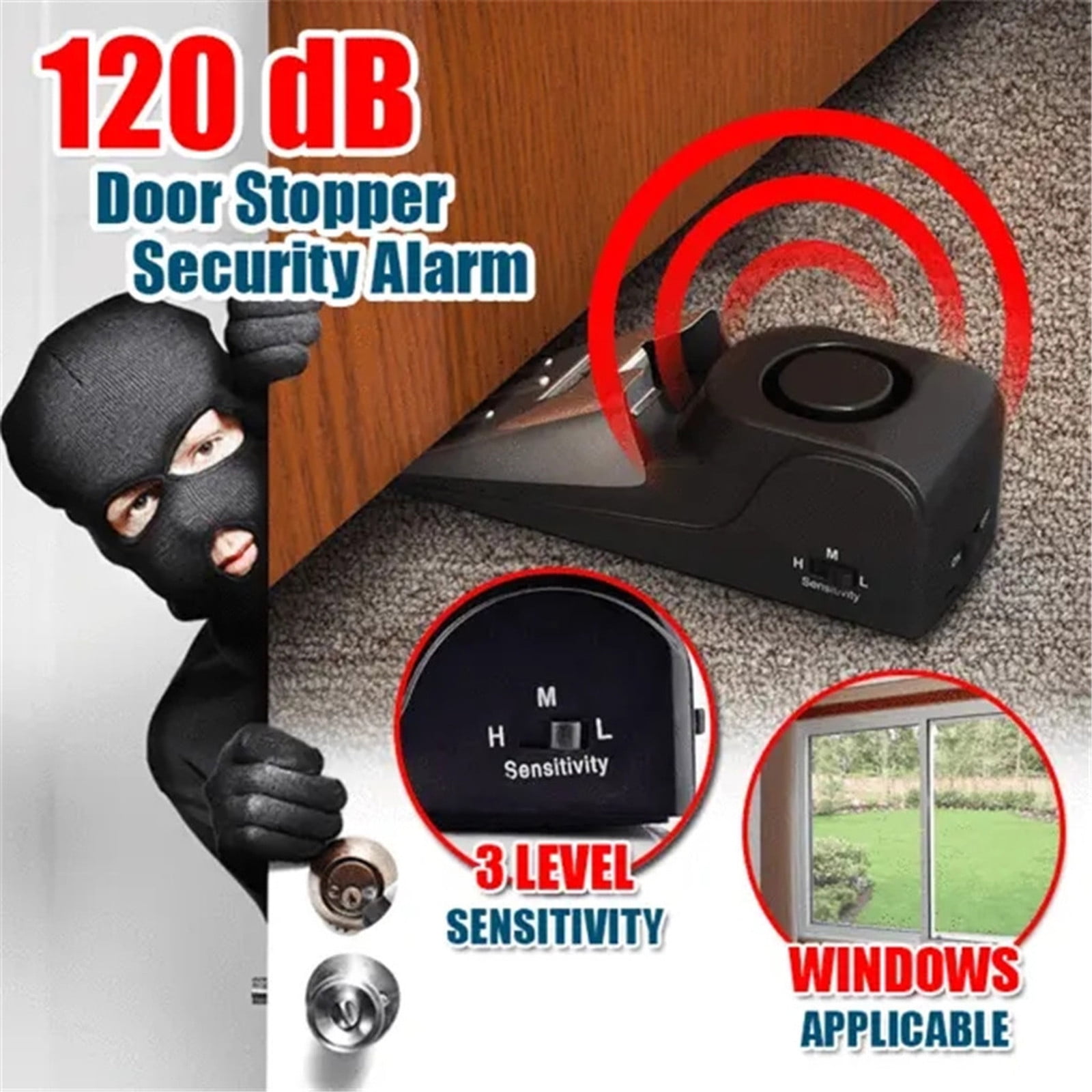 EKOUSN Black and Friday Deals 120 DB Door Stopper Alarm Alertor Wedge